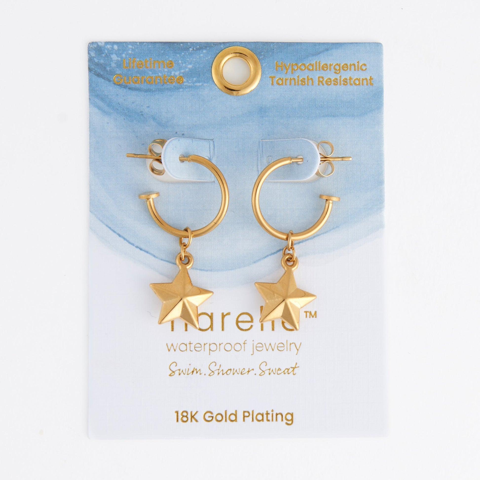 Narelle Waterproof Star Charm C Hoop Earrings