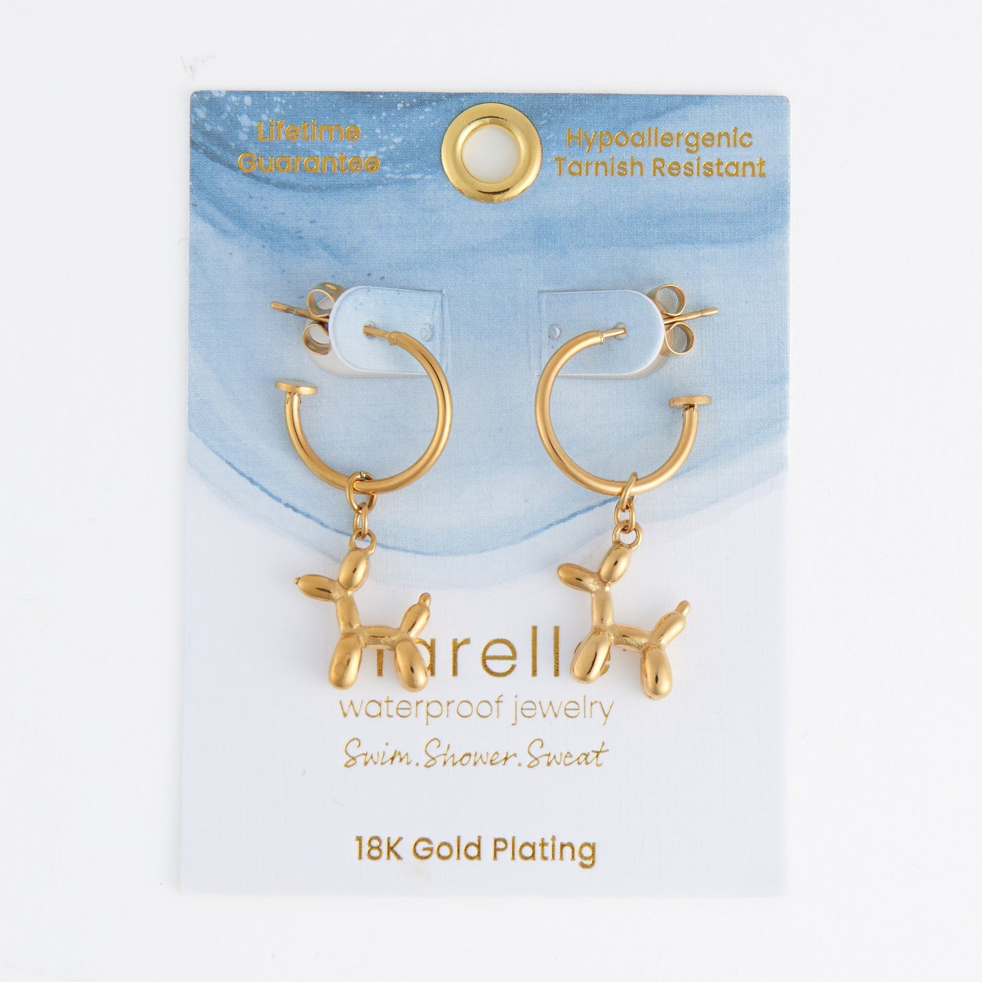 Narelle Waterproof Dog Charm C Hoop Earrings