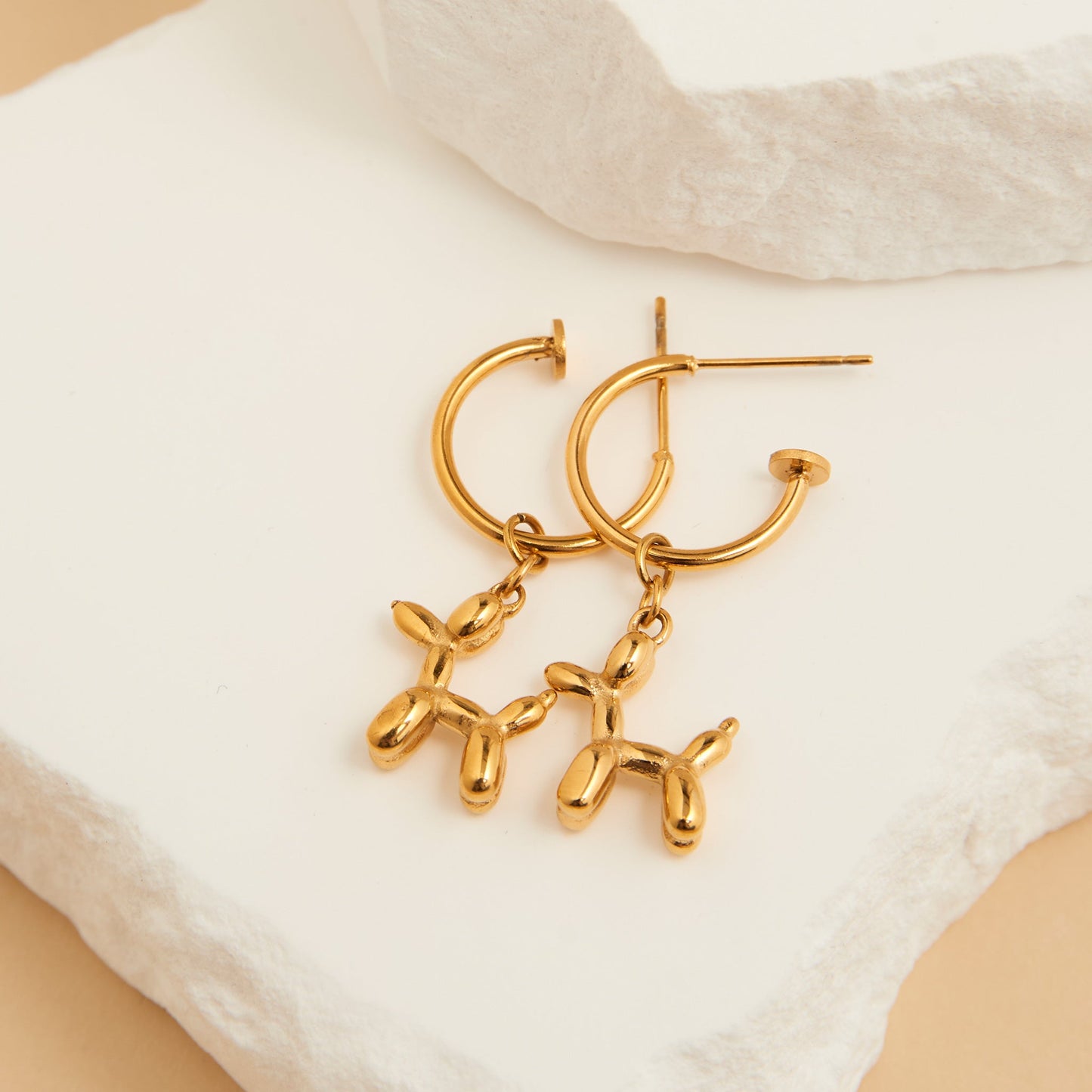 Narelle Waterproof Dog Charm C Hoop Earrings