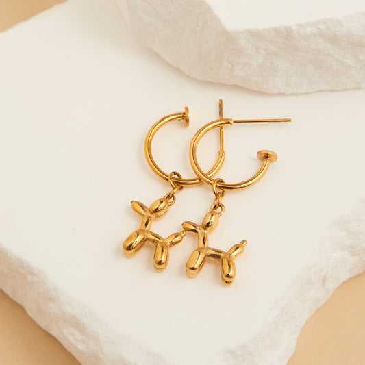 Narelle Waterproof Dog Charm C Hoop Earrings