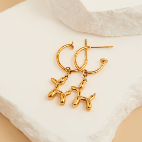Narelle Waterproof Dog Charm C Hoop Earrings
