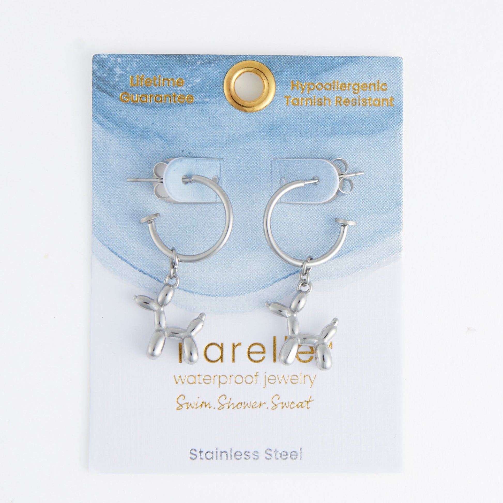 Narelle Waterproof Dog Charm C Hoop Earrings