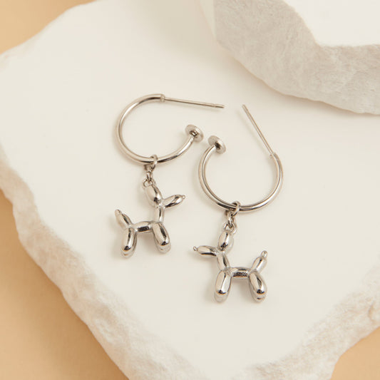 Narelle Waterproof Dog Charm C Hoop Earrings