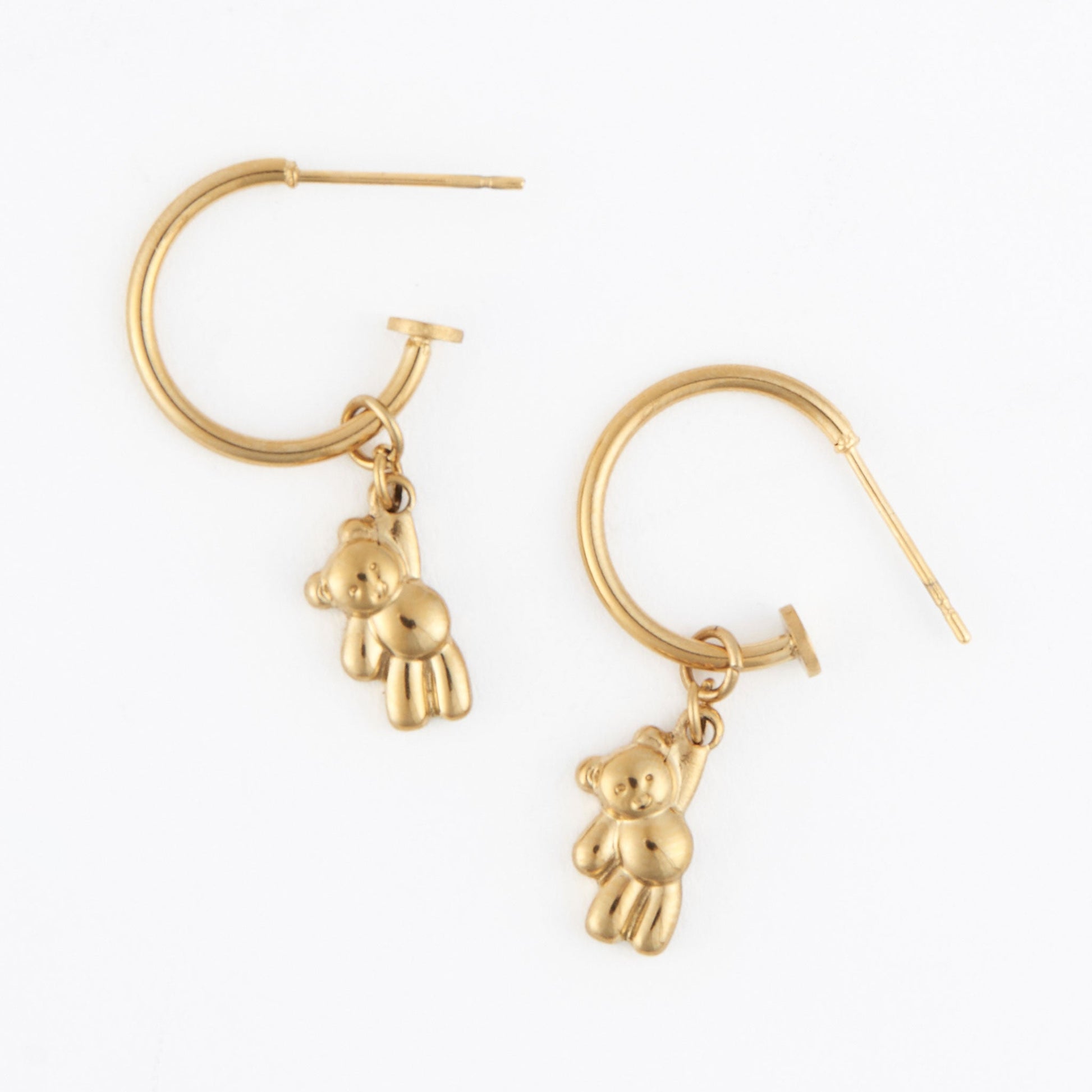Narelle Waterproof Teddy Bear Charm C Hoop Earrings