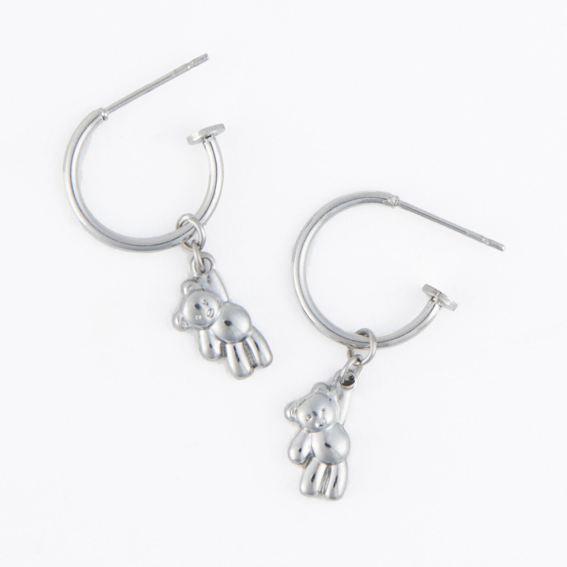 Narelle Waterproof Teddy Bear Charm C Hoop Earrings