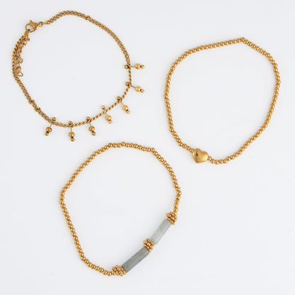 Narelle Waterproof Heart Beaded Bracelet Set