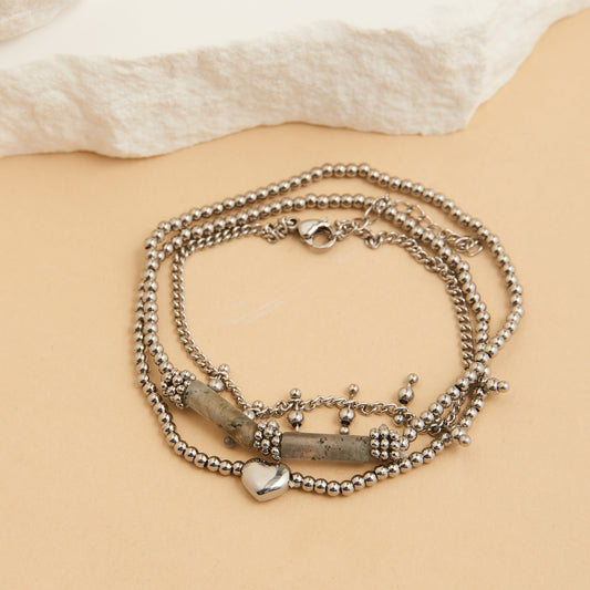 Narelle Waterproof Heart Beaded Bracelet Set