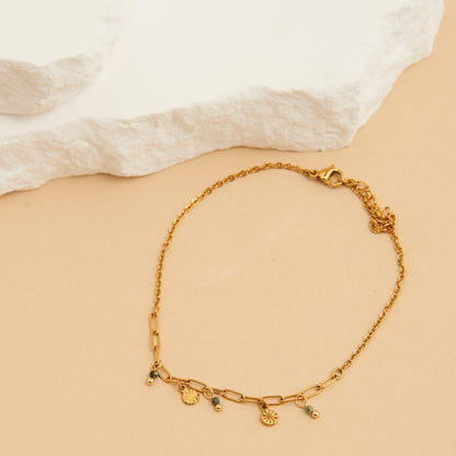Narelle Waterproof Beaded Charm Anklet