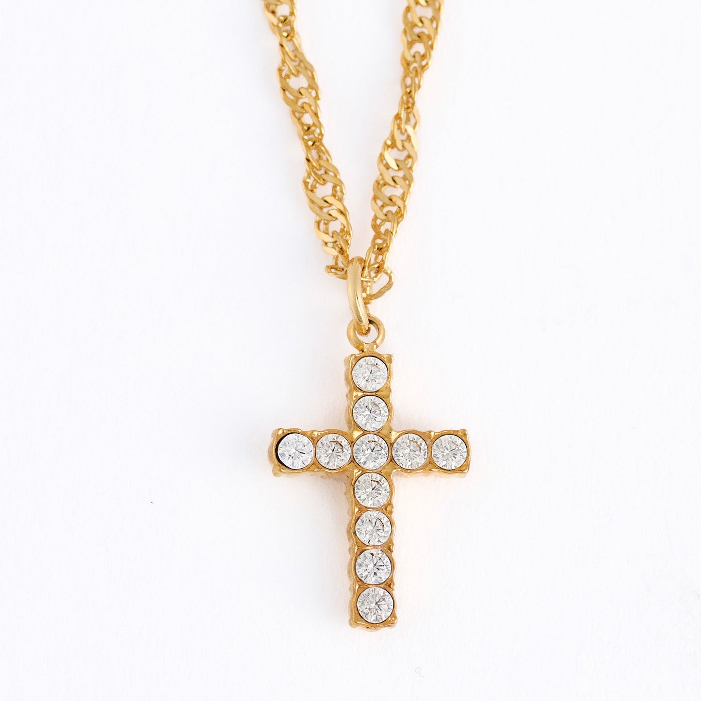 Narelle Waterproof Dainty Pave Cross Charm Necklace