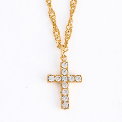 Narelle Waterproof Dainty Pave Cross Charm Necklace