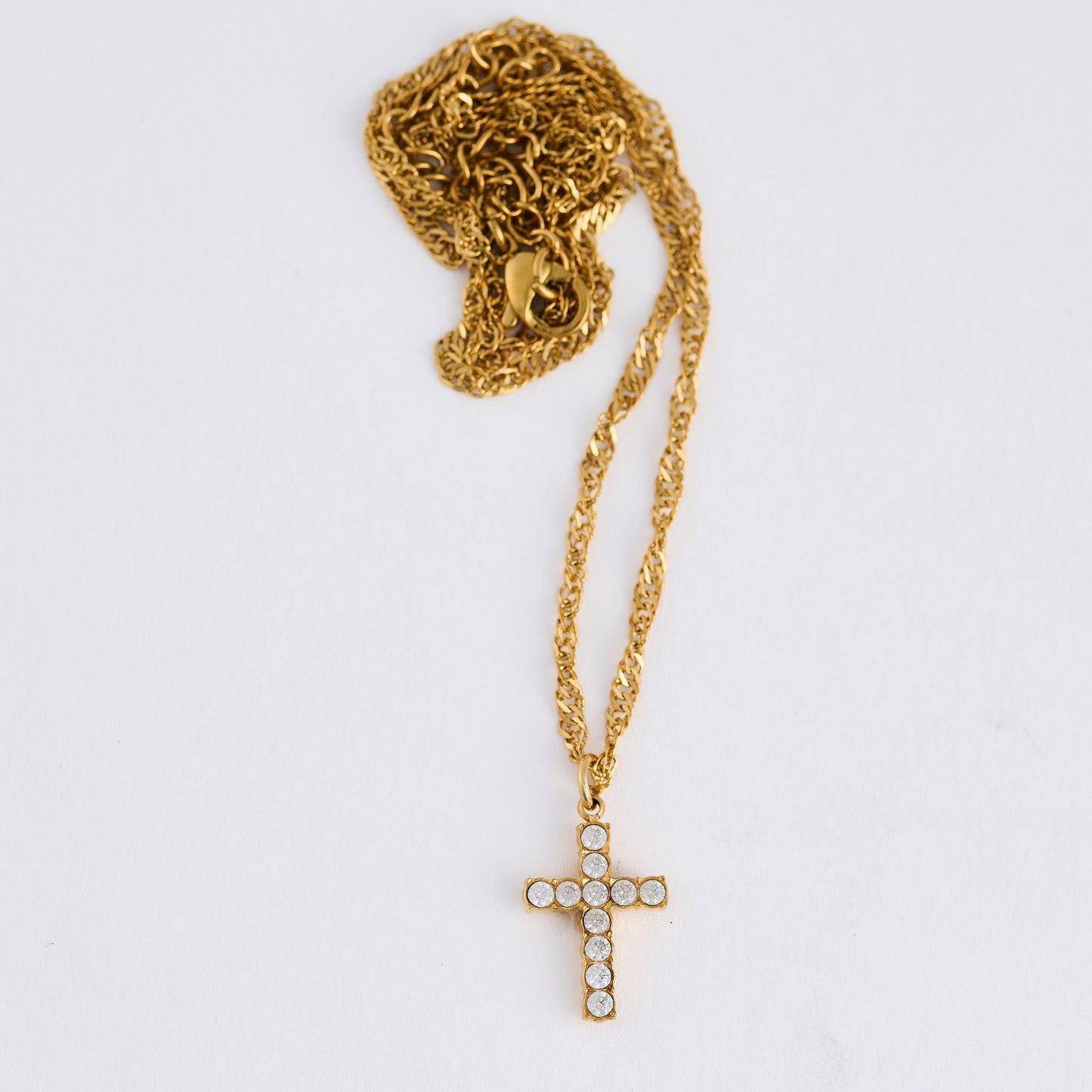 Narelle Waterproof Dainty Pave Cross Charm Necklace