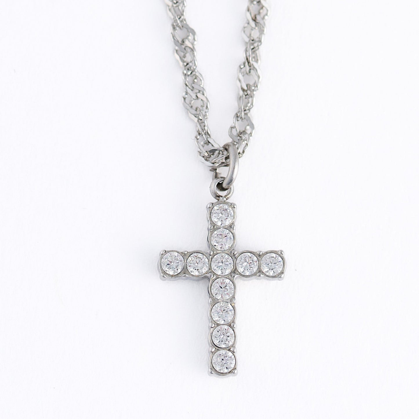 Narelle Waterproof Dainty Pave Cross Charm Necklace