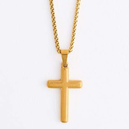 Narelle Waterproof Unisex Wheat Chain Cross Necklace