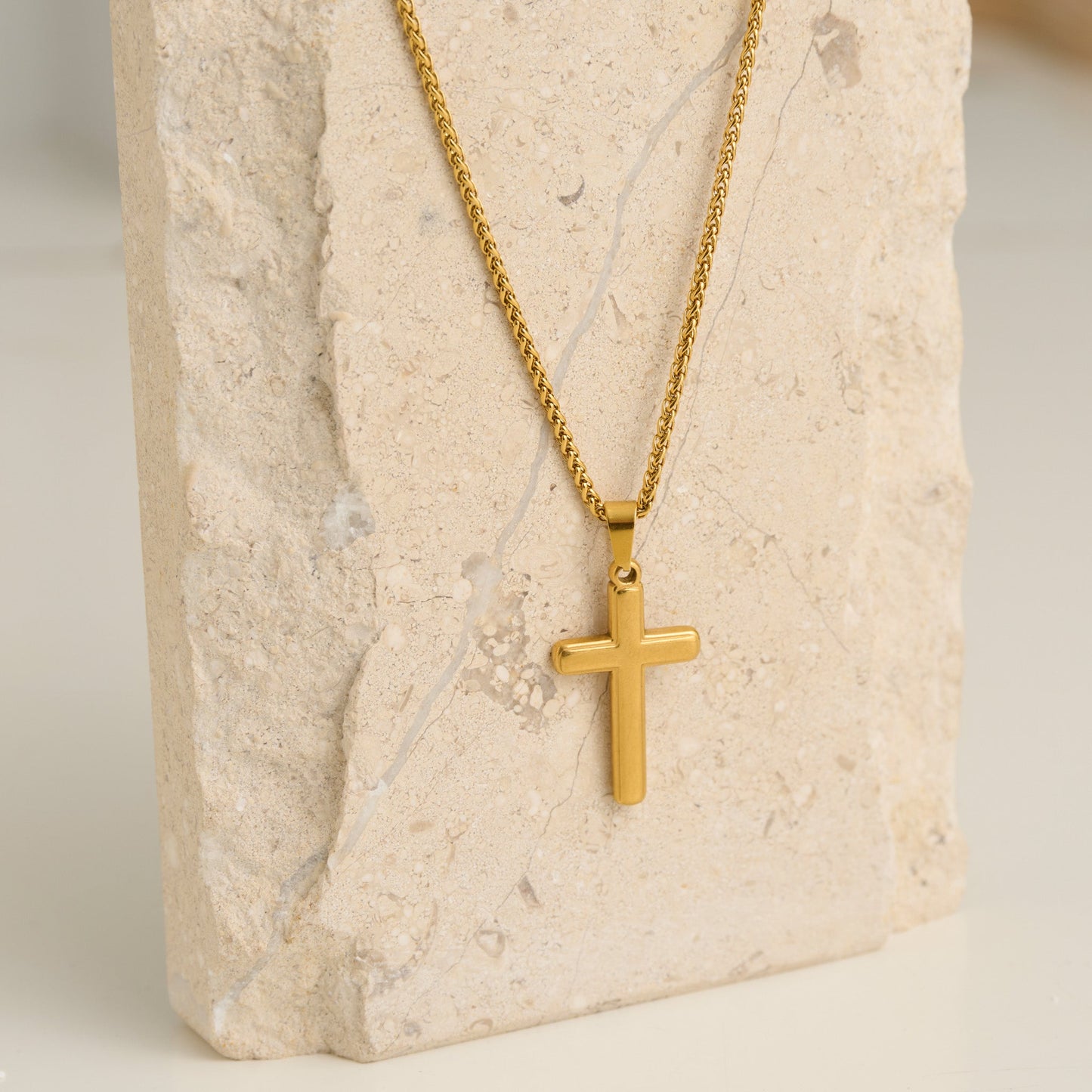 Narelle Waterproof Unisex Wheat Chain Cross Necklace