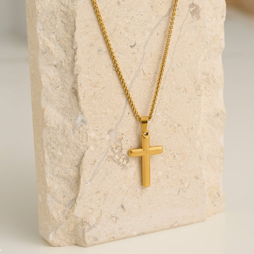 Narelle Waterproof Unisex Wheat Chain Cross Necklace