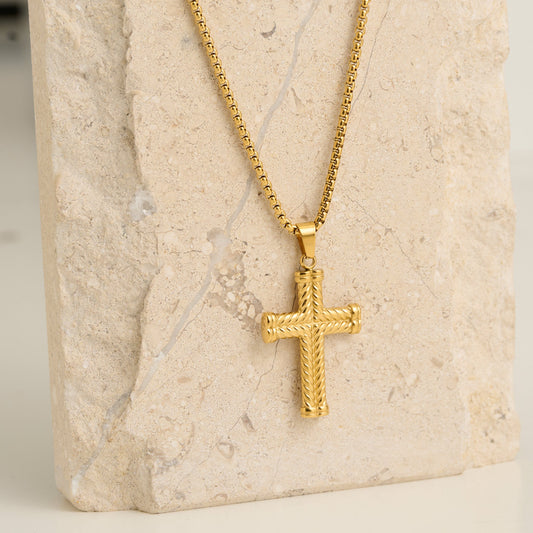Narelle Waterproof Unisex Box Chain Cross Necklace