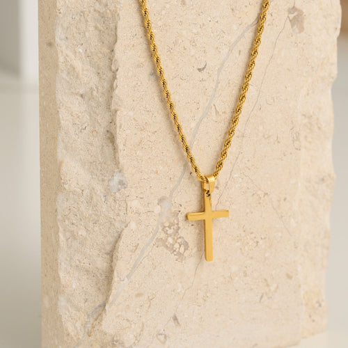 Narelle Waterproof Unisex Rope Chain Cross Necklace