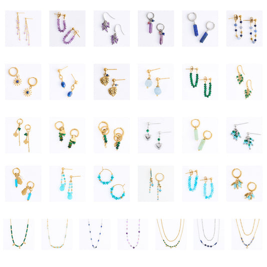 62 Piece Narelle Waterproof Genuine Stone Multicolor Brights Necklace And Earring Assortment