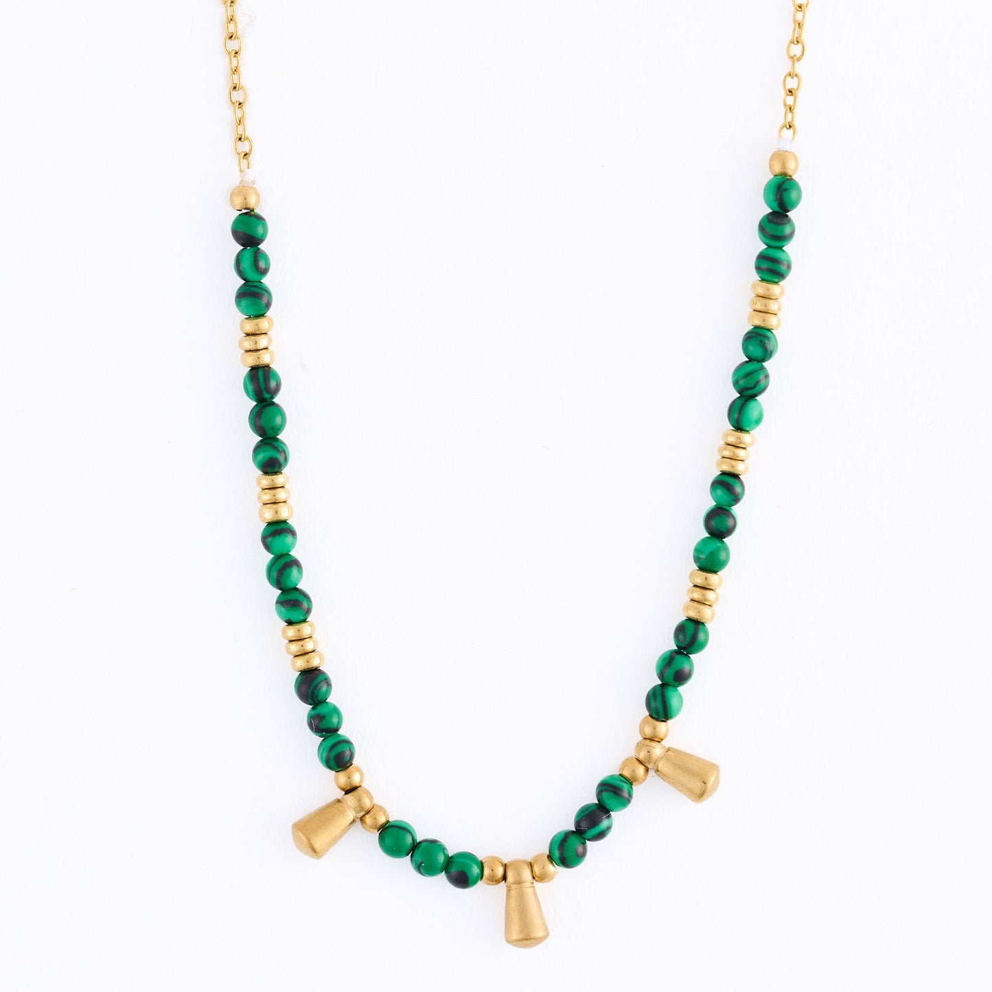 Narelle Waterproof Genuine Malachite Dainty Bar Necklace