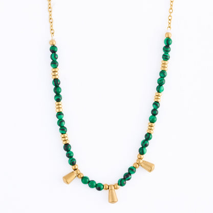 Narelle Waterproof Genuine Malachite Dainty Bar Necklace