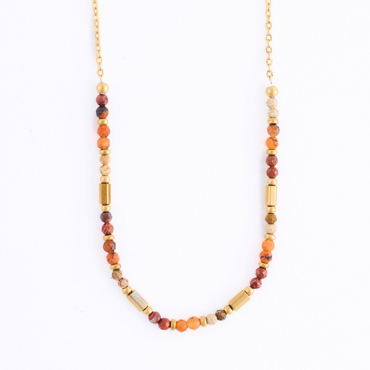 Narelle Waterproof Genuine Red Agate and Jasper Dainty Necklace