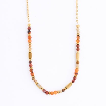 Narelle Waterproof Genuine Red Agate and Jasper Dainty Necklace