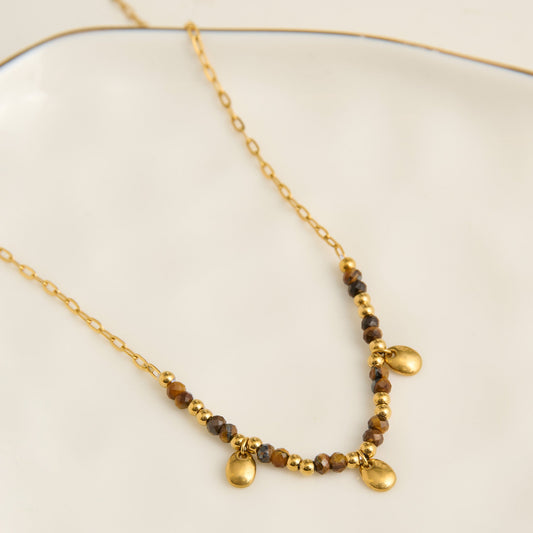 Narelle Waterproof Genuine Tiger's Eye Dainty Necklace