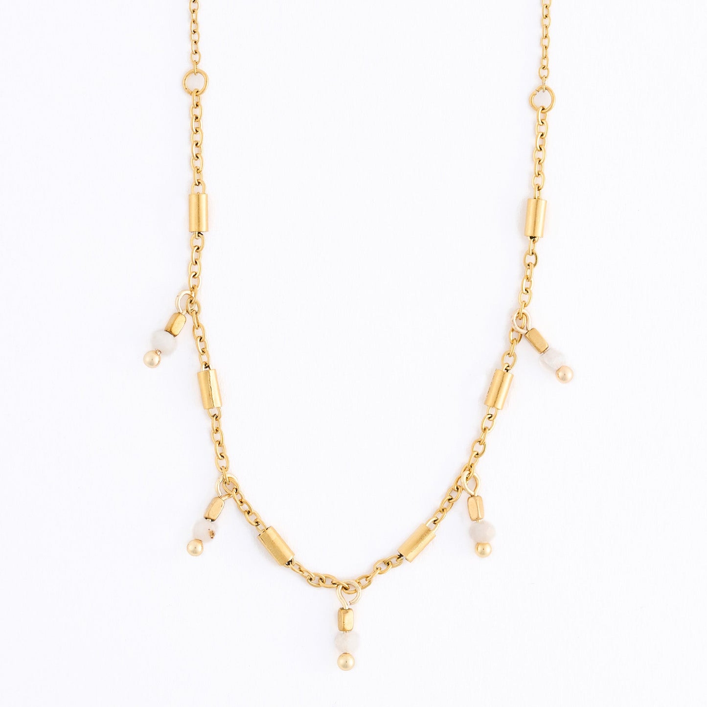 Narelle Waterproof Genuine Moonstone Dainty Station Necklace