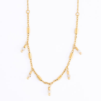 Narelle Waterproof Genuine Moonstone Dainty Station Necklace
