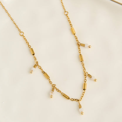 Narelle Waterproof Genuine Moonstone Dainty Station Necklace