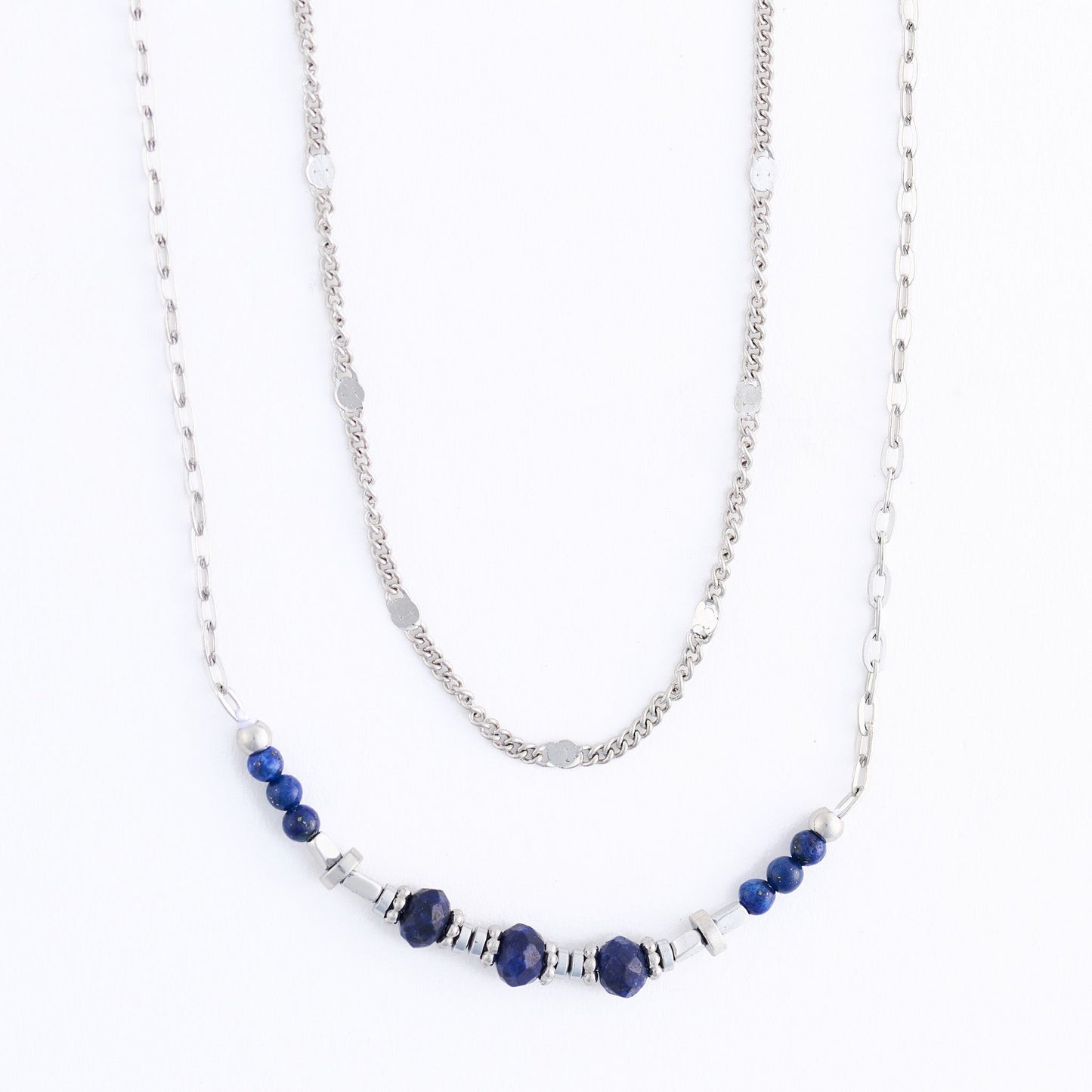 Narelle Waterproof Genuine Lapis Lazuli Double Row Dainty Necklace