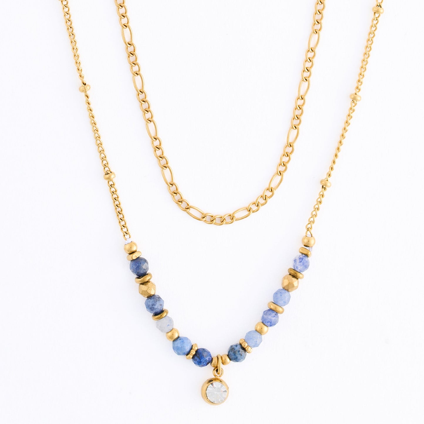 Narelle Waterproof Genuine Lapis Lazuli Double Row Dainty Necklace