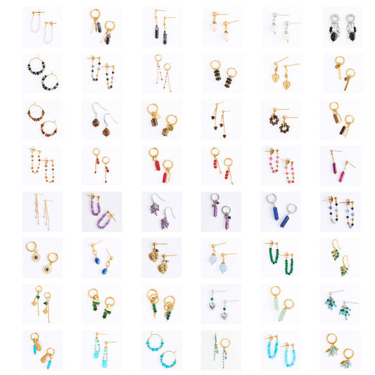 96 Piece Narelle Waterproof Genuine Stone Multicolor Earring Assortment