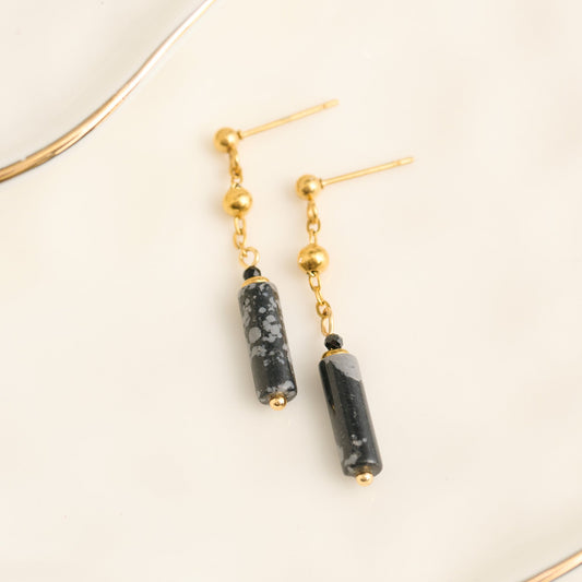Narelle Waterproof Genuine Apatite Stone Bar Earrings