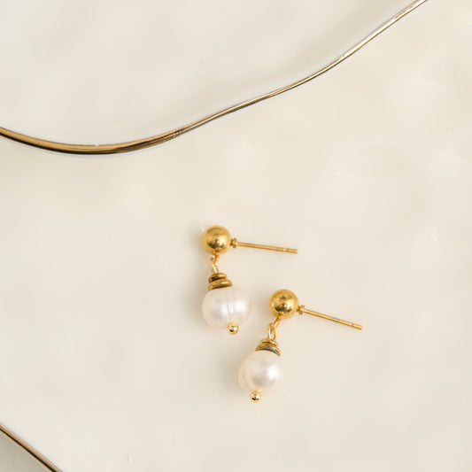 Narelle Waterproof Genuine Freshwater Pearl Drop Earrings