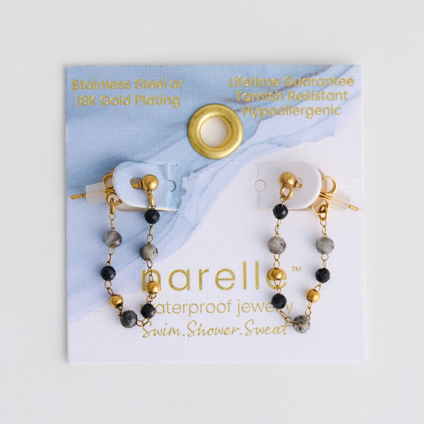 Narelle Waterproof Genuine Apatite Beaded Dangle Earrings