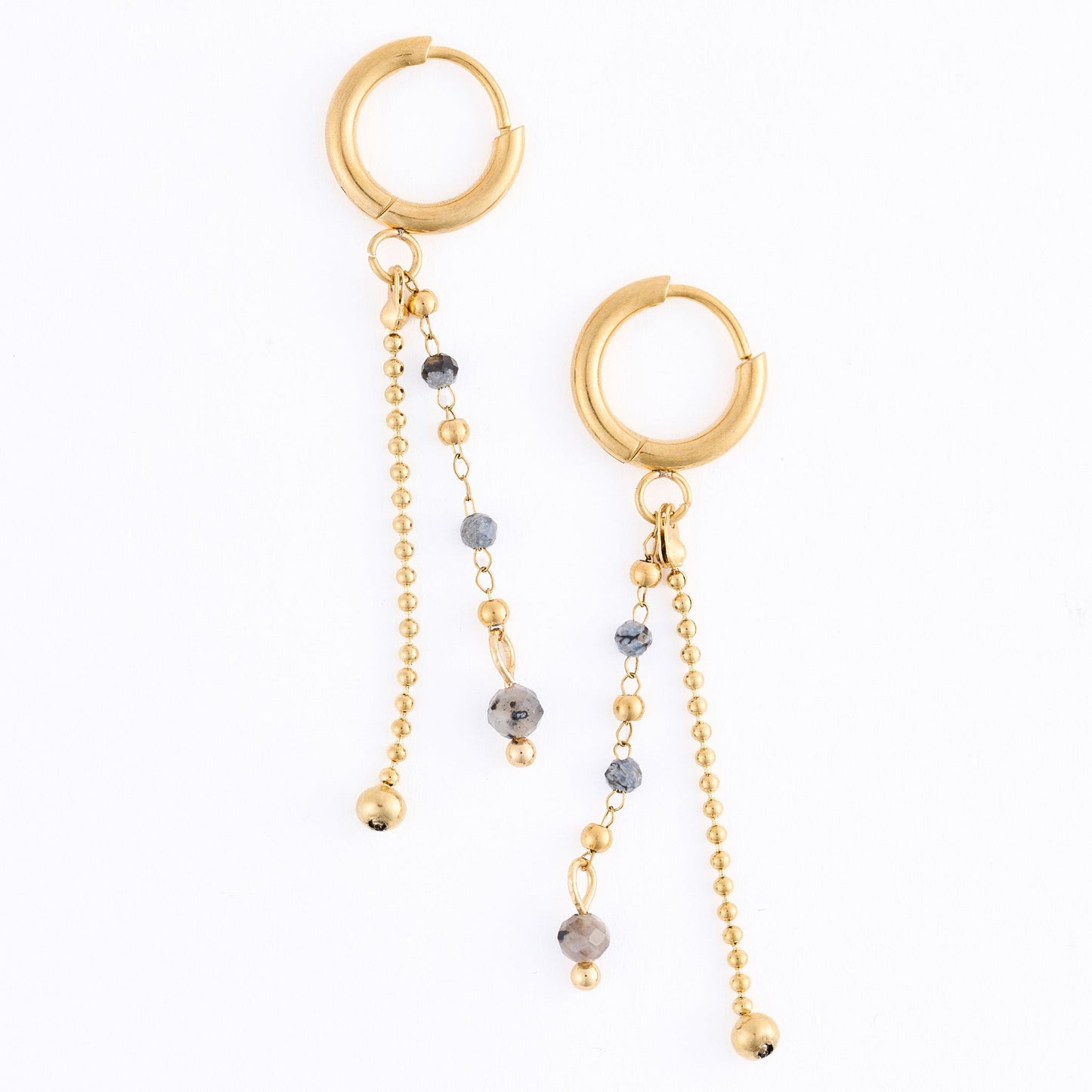 Narelle Waterproof Genuine Apatite Linked Hoop Drop Earrings