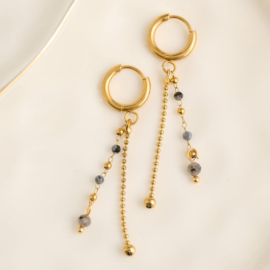 Narelle Waterproof Genuine Apatite Linked Hoop Drop Earrings