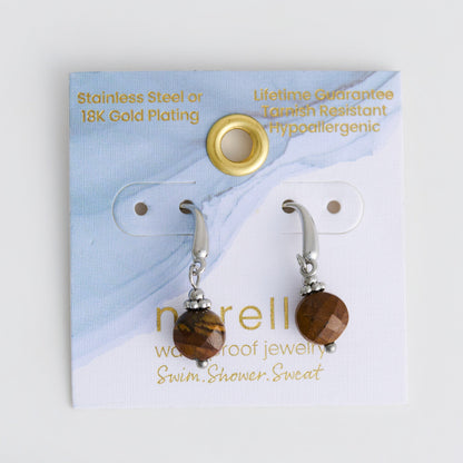 Narelle Waterproof Genuine Tiger's Eye Stone Drop Earrings