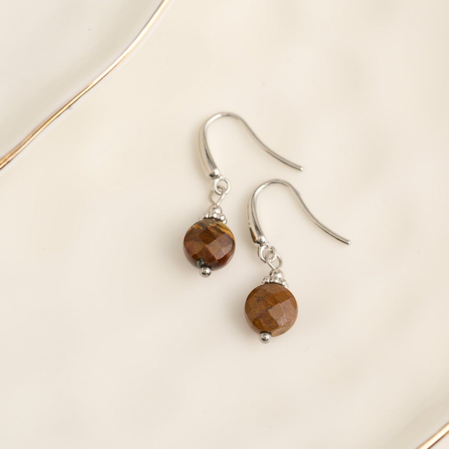 Narelle Waterproof Genuine Tiger's Eye Stone Drop Earrings