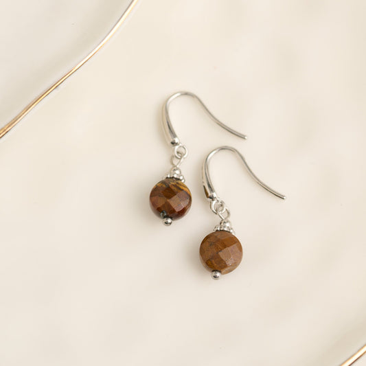 Narelle Waterproof Genuine Tiger's Eye Stone Drop Earrings