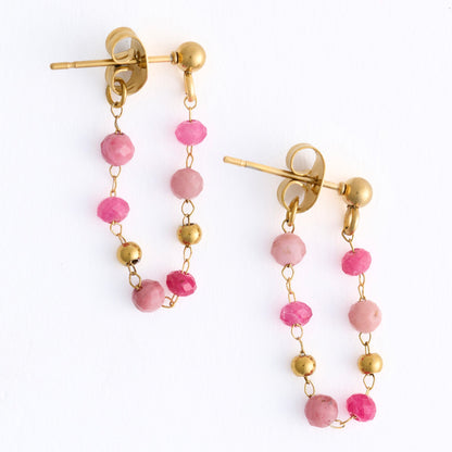 Narelle Waterproof Genuine Red Agate Beaded Dangle Earrings