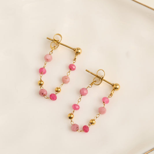 Narelle Waterproof Genuine Red Agate Beaded Dangle Earrings