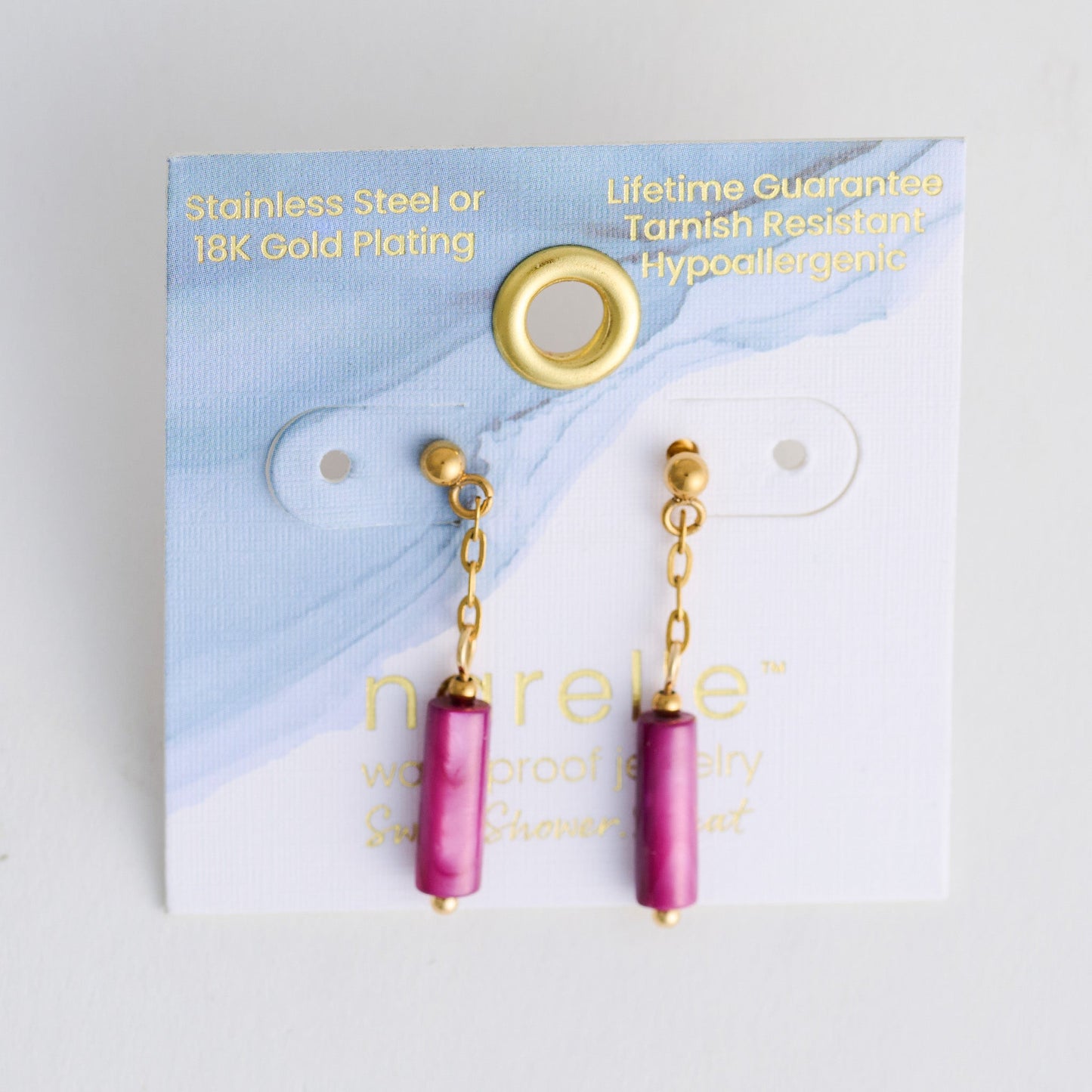 Narelle Waterproof Genuine Shell Bar Earrings