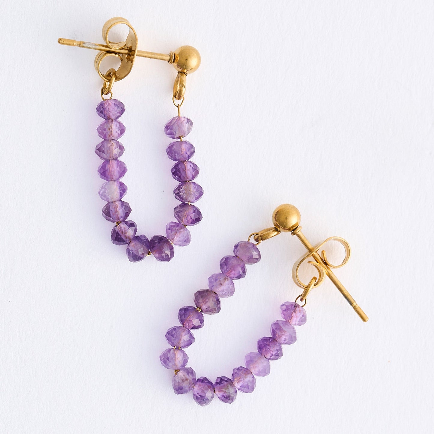 Narelle Waterproof Genuine Amethyst Beaded Dangle Earrings