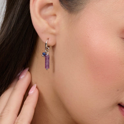 Narelle Waterproof Genuine Amethyst Stone Bar Earrings