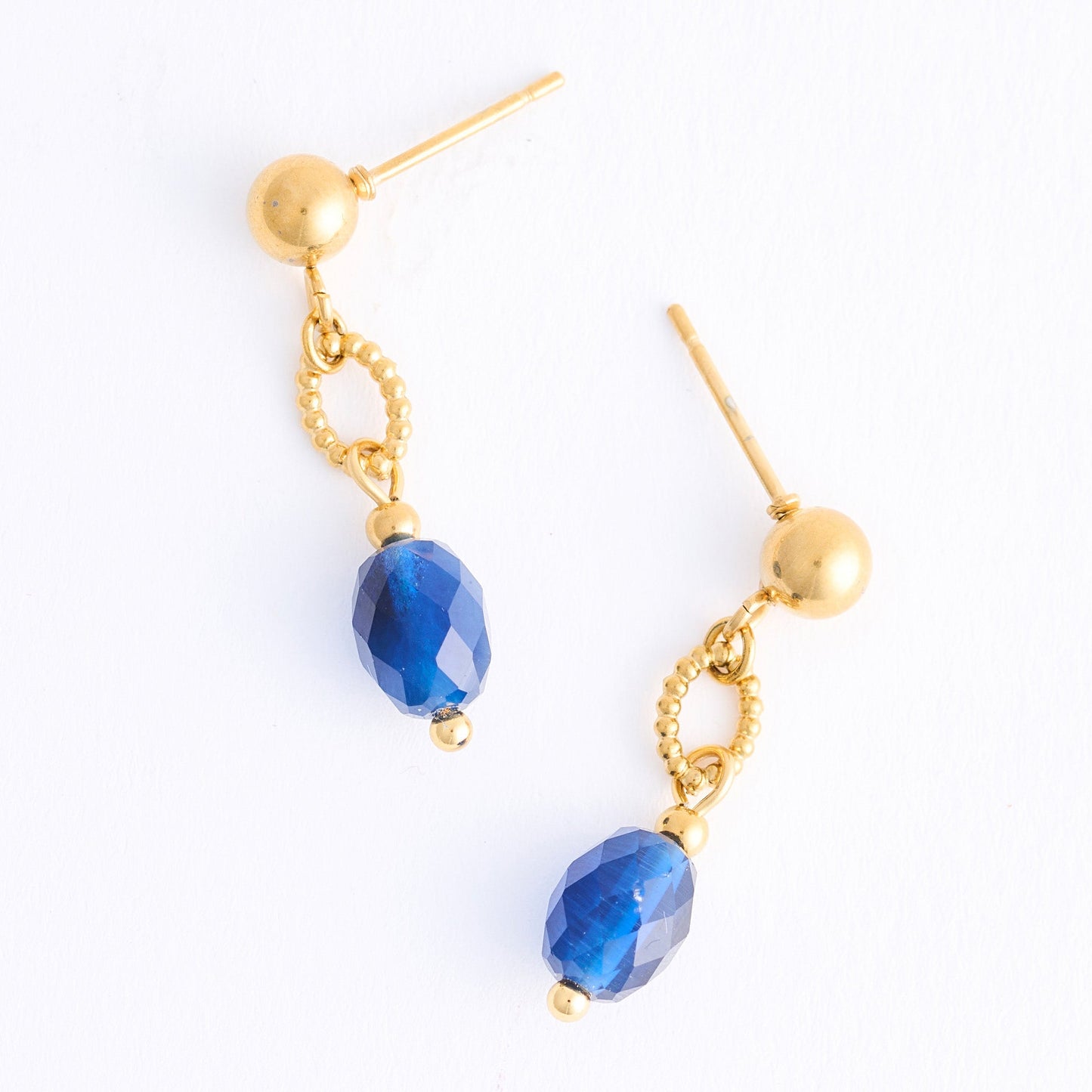 Narelle Waterproof genuine Lapis Lazuli Linked Stone Earrings
