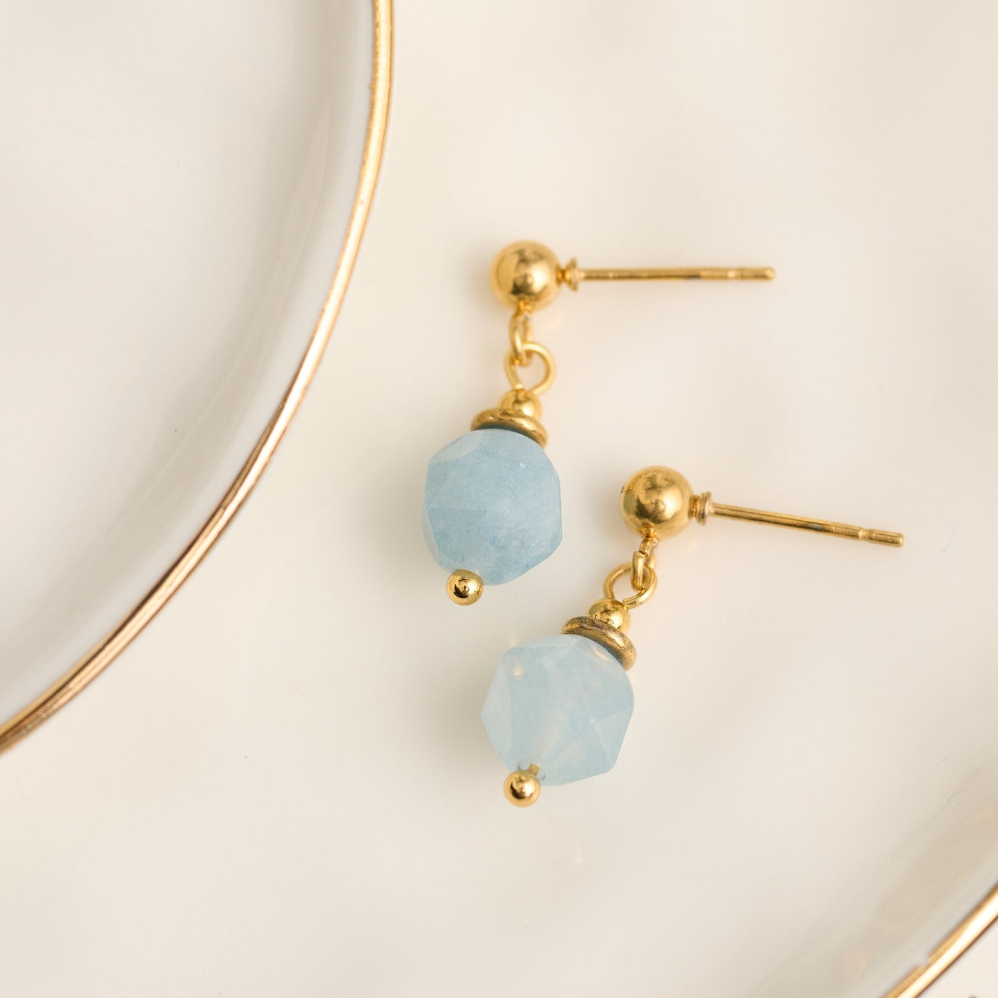 Narelle Waterproof Genuine Aquamarine Beaded Drop Earrings