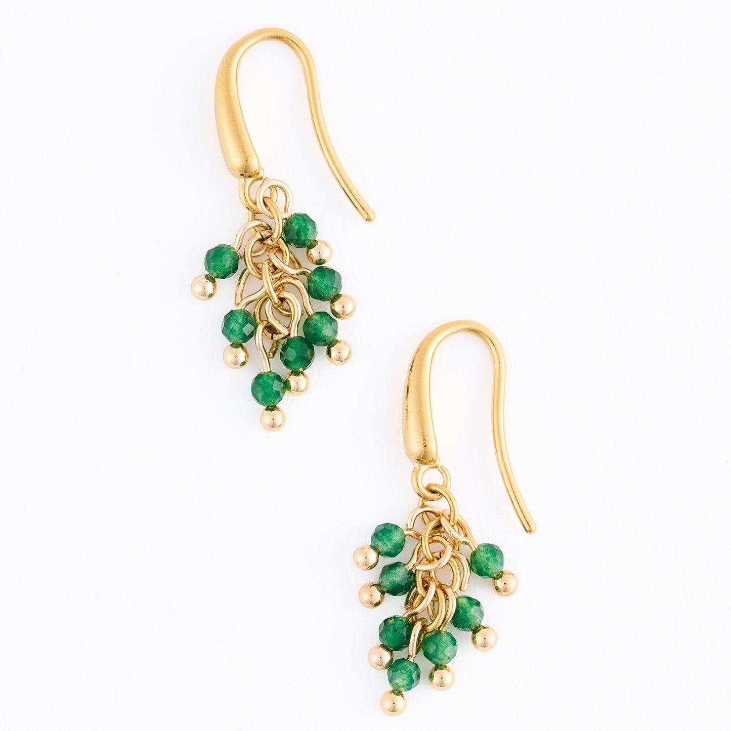 Narelle Waterproof Genuine Green Aventurine Stone Fringe Earrings