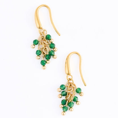 Narelle Waterproof Genuine Green Aventurine Stone Fringe Earrings
